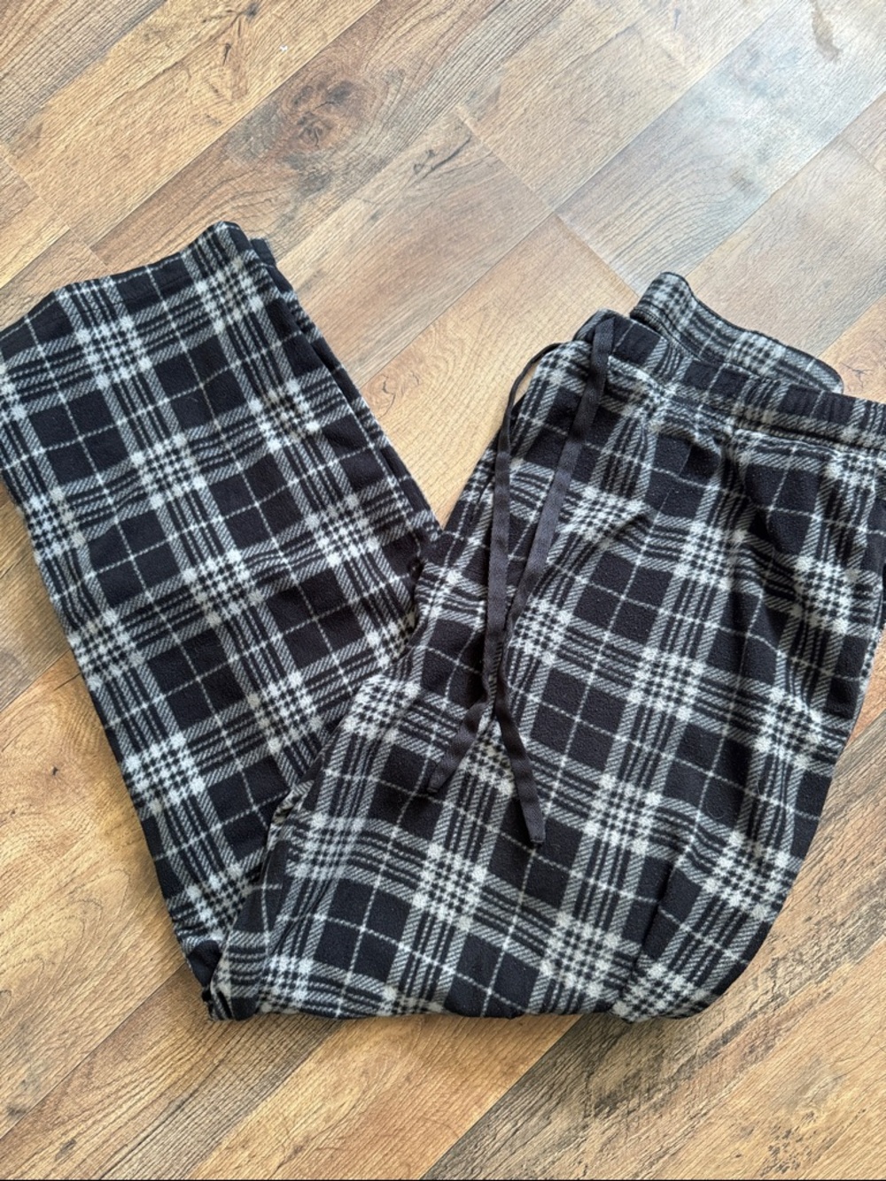 Stafford Men's Black & White Plaid Lounge Pants - Drawstring Waist Size XXL